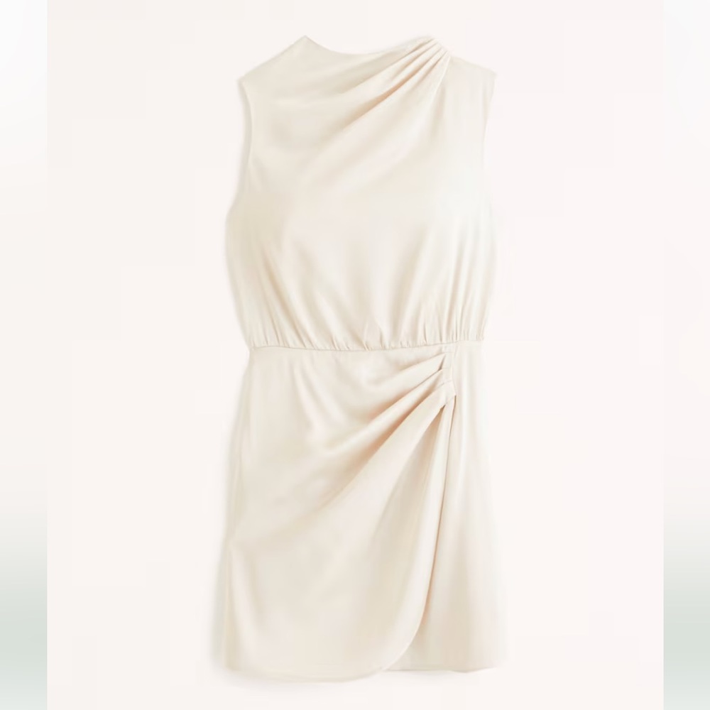 NEW Abercrombie and Fitch Satin Draped High-Neck Mini Dress